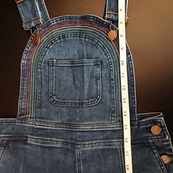 NEW Modcloth Bouncing Over The Rainbow Denim Shortalls w/ 3.5" Inseam, Size 0 - Picture 14 of 15